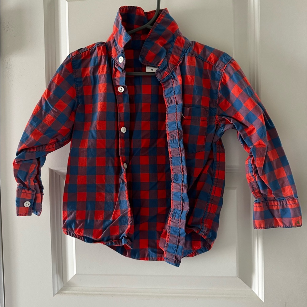 Kids Checkered Shirt - Red and Blue